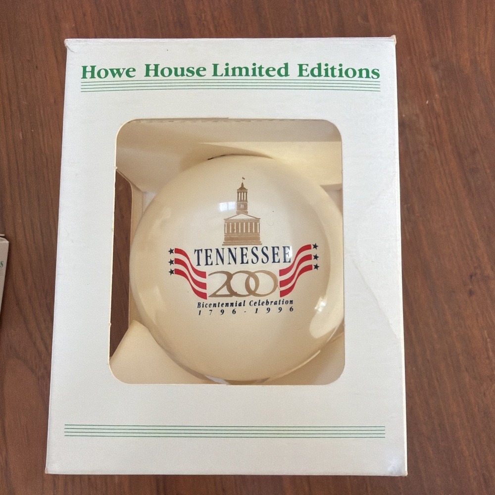 "Tennessee Bicentennial Celebration" 1796 - 1996 Round Christmas Ornament ~ NIB